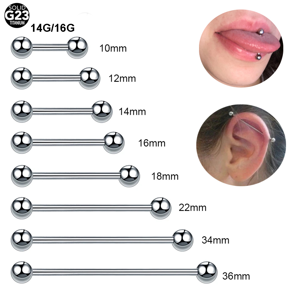 Tongue Barbell Straight - 1 шт. G23 титановая прямая искусственная