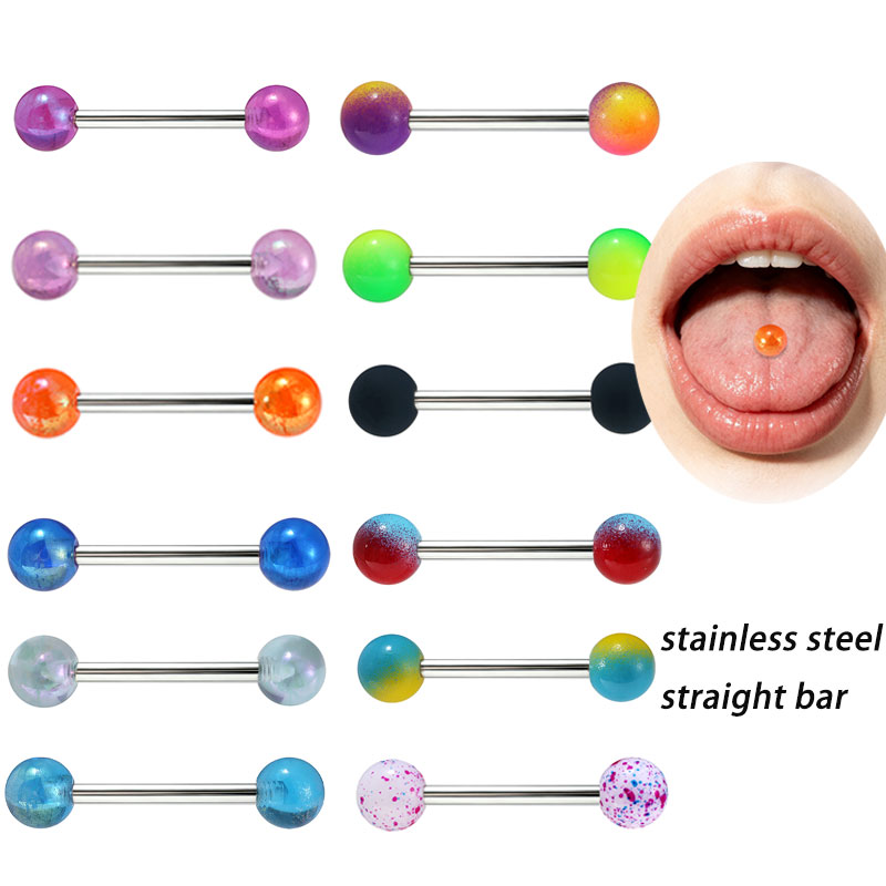 Tongue Barbell Straight - 50 шт./лот, прямые штанги для пирсинга