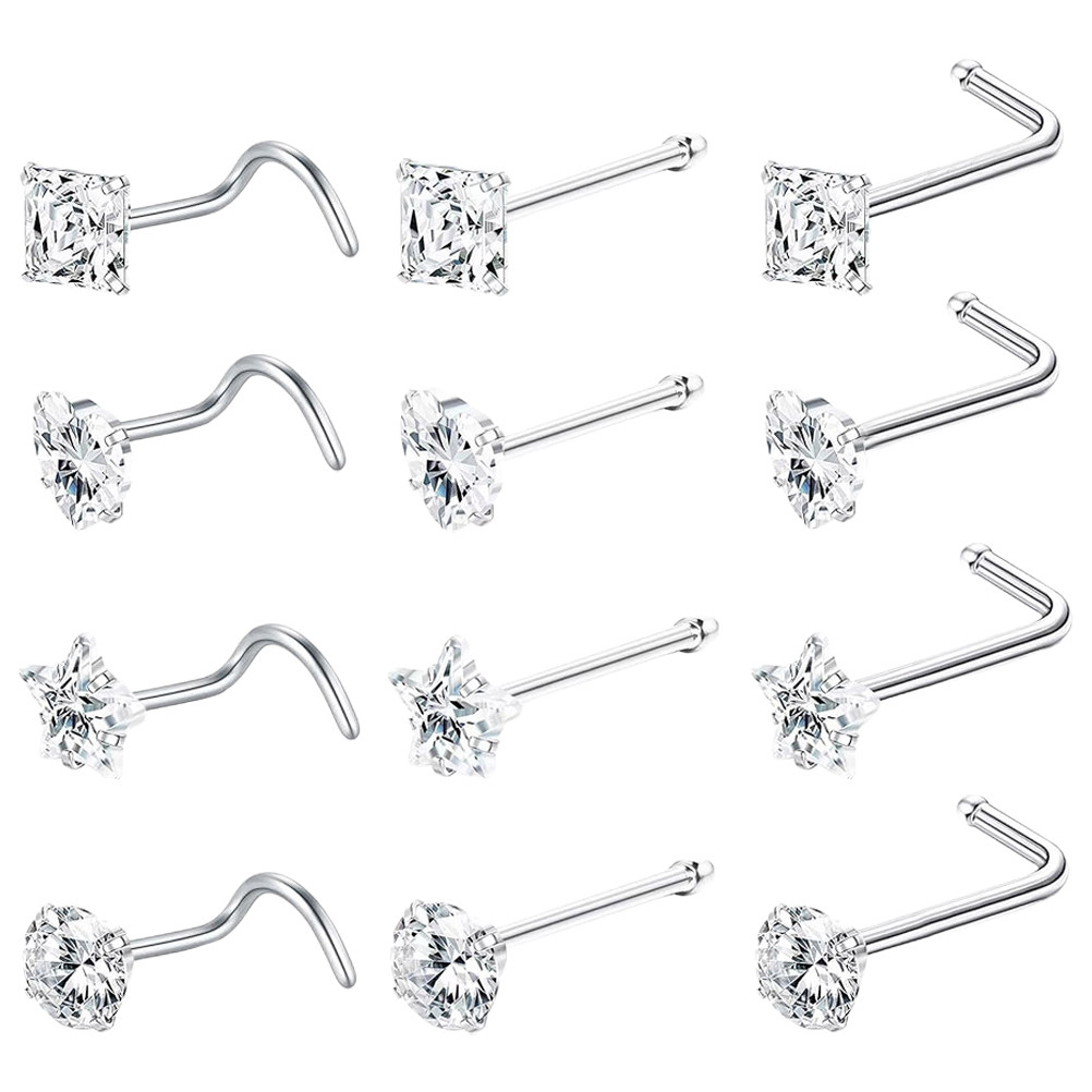 Body Jewelry For Sensitive Skin - 12 шт. стильных L-образных пирсингов для