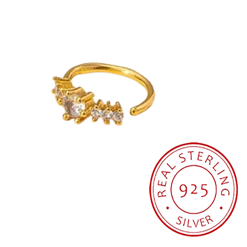 Yellow Body Jewelry - Простое однорядное геометрическое кольцо S925, серебристо-желтое