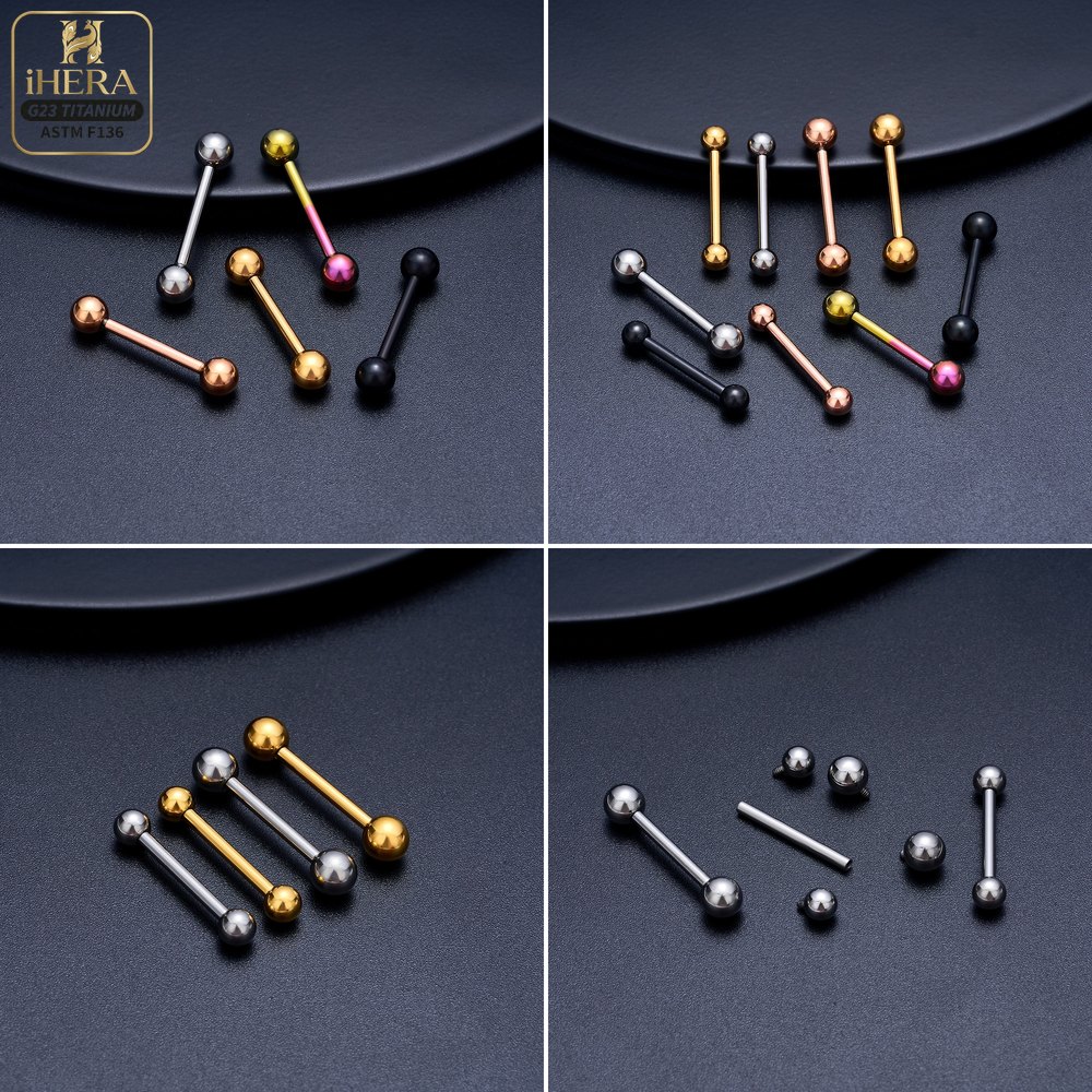 Титановые прямые штанги 14G 16 – обзор и цена Tongue Barbell Straight
